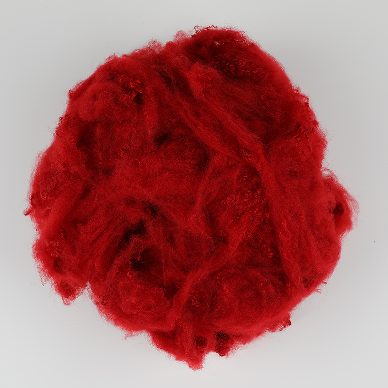 Vinrød Uld Spinding Polyester Staple Fiber 3D×64mm